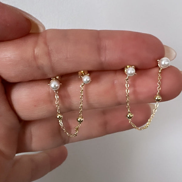 Pearl Chain Drop Earrings
