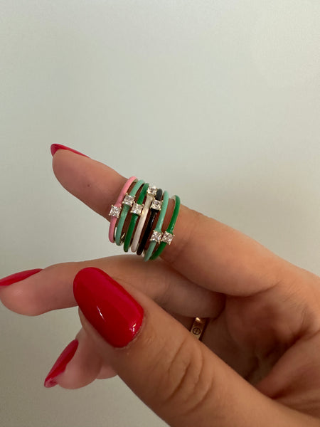 Enamel Stone Rings