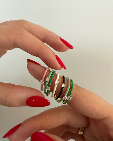 Enamel Stone Rings