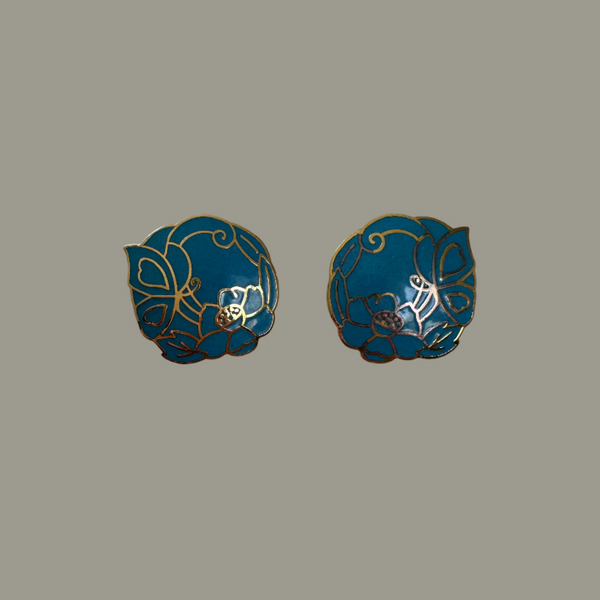 Blue Enamel Vintage Earrings