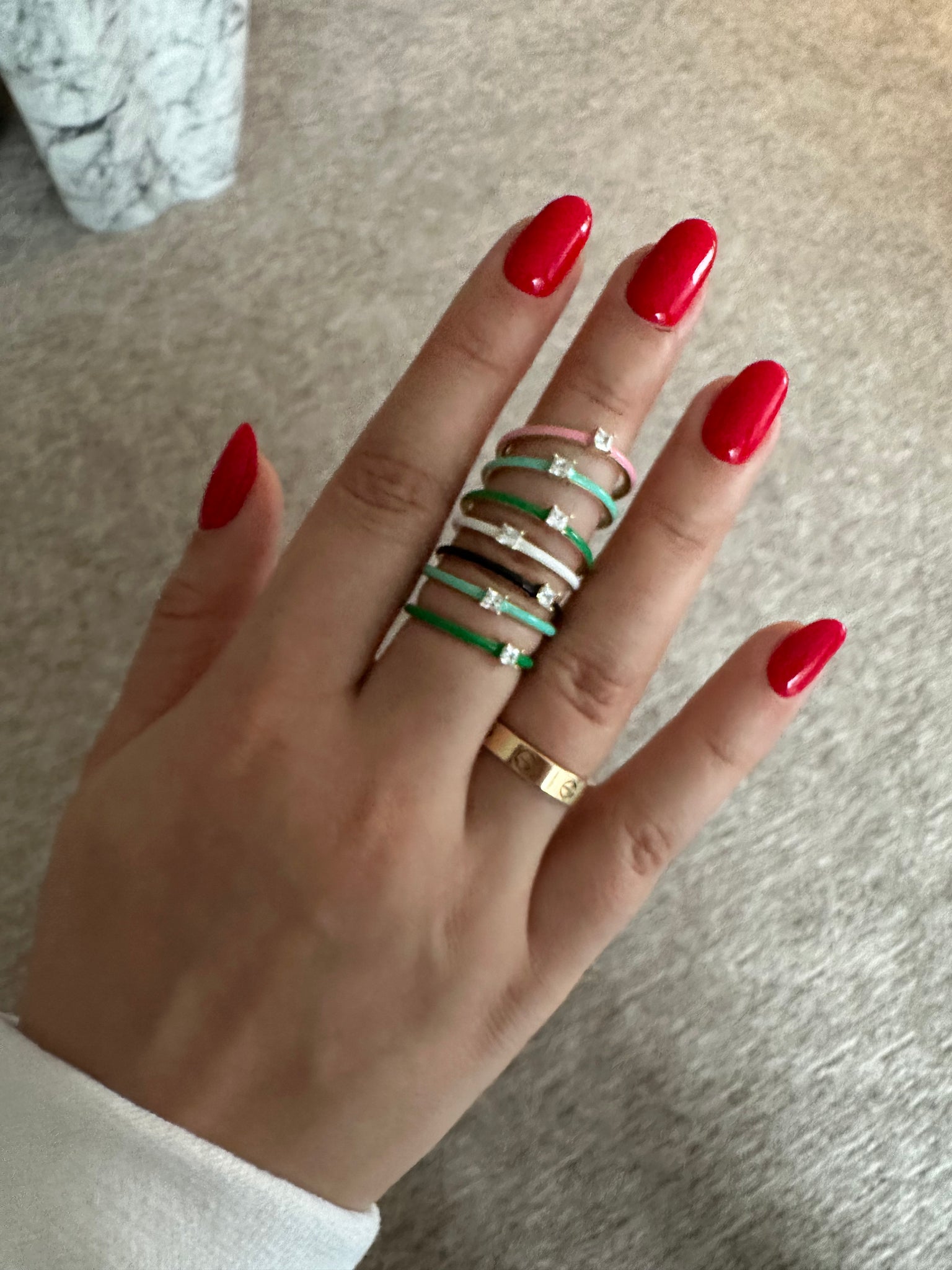 Enamel Stone Rings