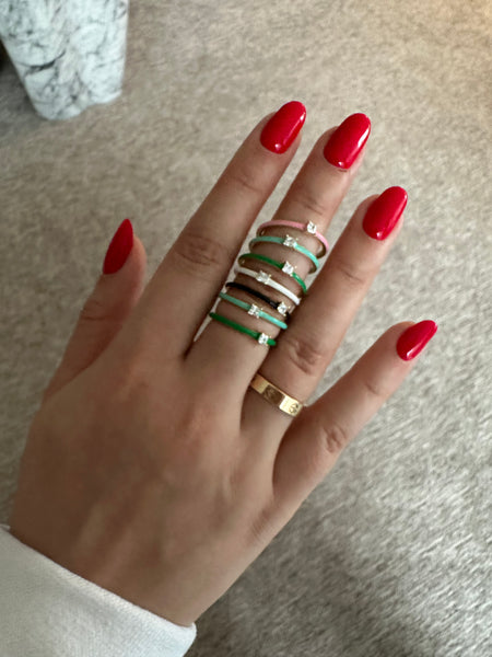 Enamel Stone Rings