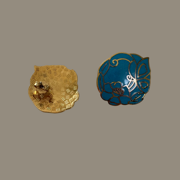 Blue Enamel Vintage Earrings