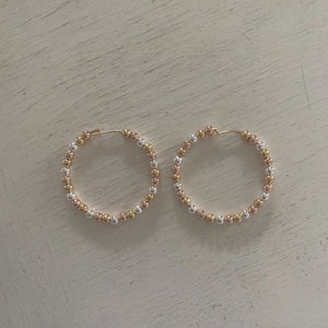 Multi Color Beaded Hoop Earrings