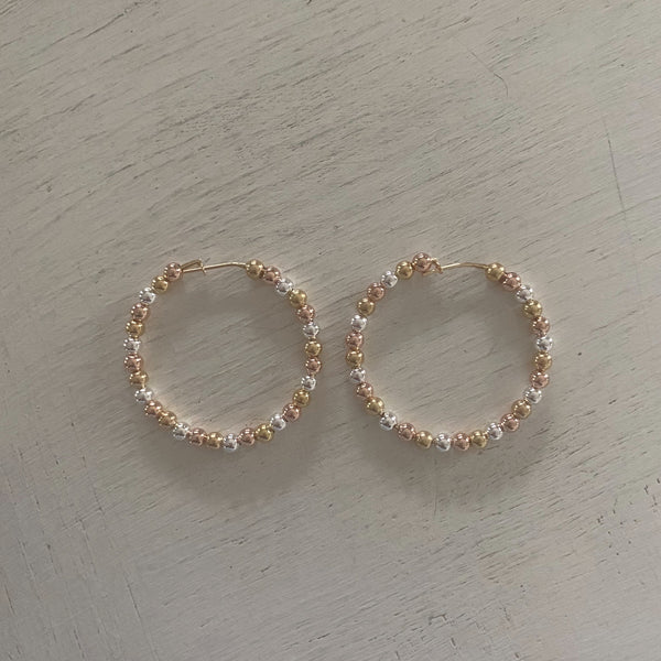 Multi Color Beaded Hoop Earrings