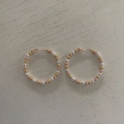 Multi Color Beaded Hoop Earrings