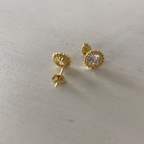 Gold Halo Stud Earrings