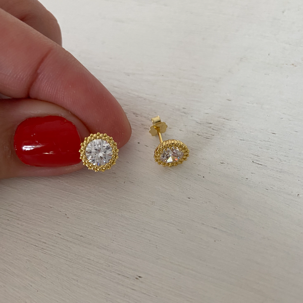 Gold Halo Stud Earrings