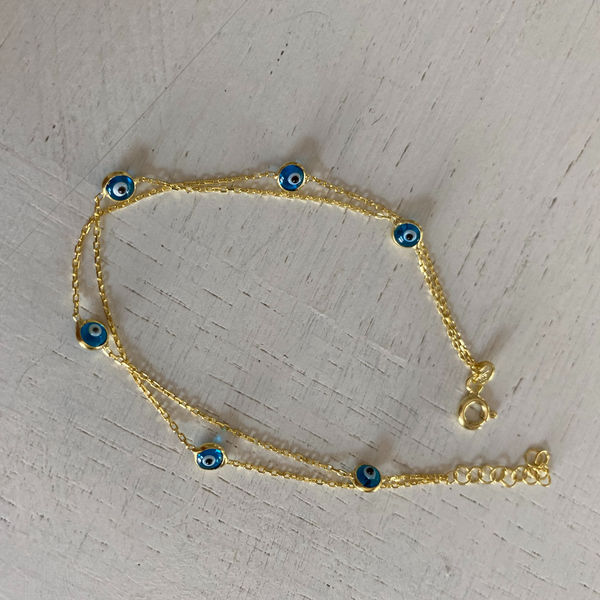 Double Chain Evil Eye Bracelet