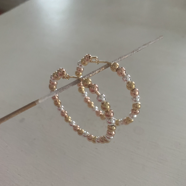 Multi Color Beaded Hoop Earrings