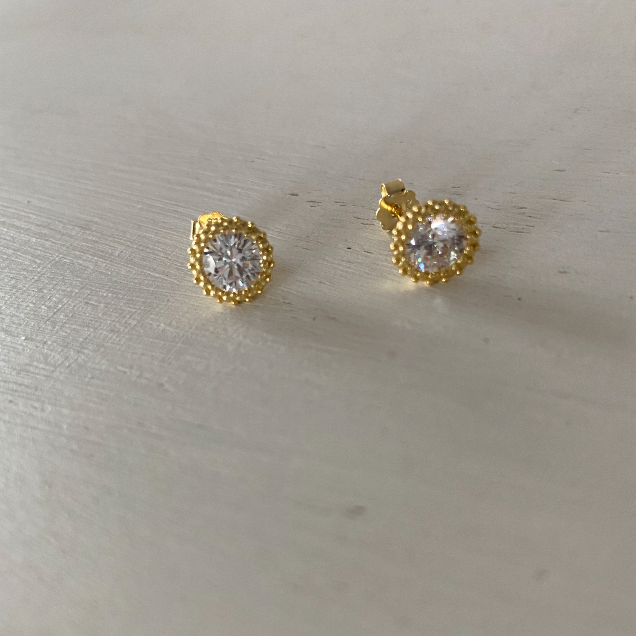 Gold Halo Stud Earrings