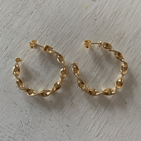 Twisted Gold Hoop Earrings