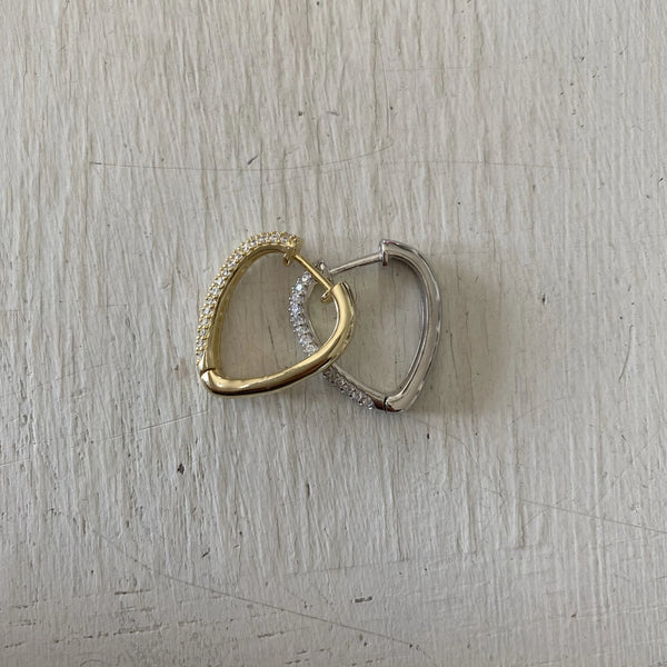 Pave-set Mini heart Hoop Earrings