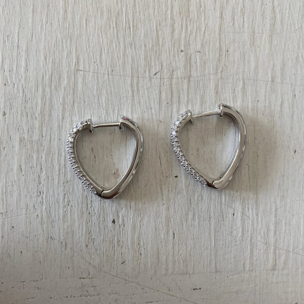 Pave-set Mini heart Hoop Earrings