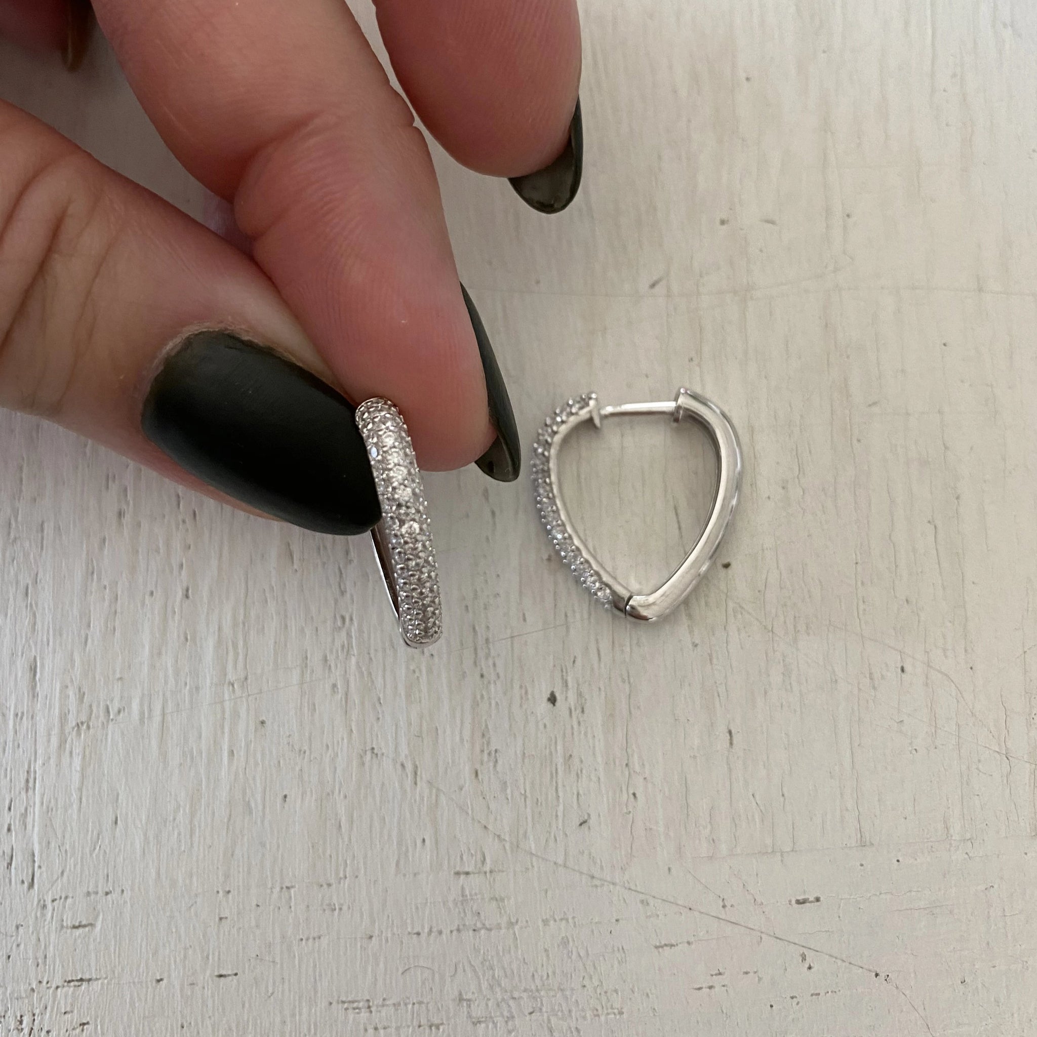 Pave-set Mini heart Hoop Earrings