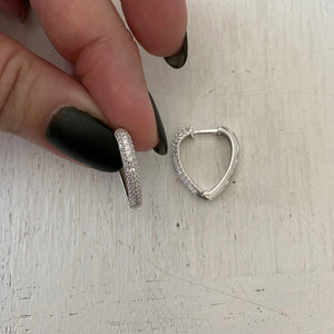 Pave-set Mini heart Hoop Earrings