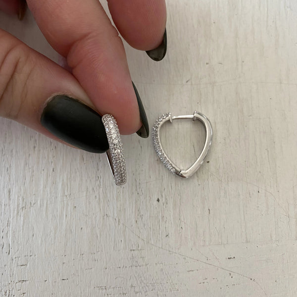 Pave-set Mini heart Hoop Earrings