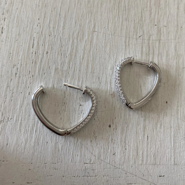 Pave-set Mini heart Hoop Earrings