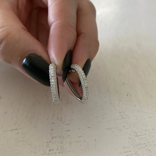 Pave-set Mini heart Hoop Earrings