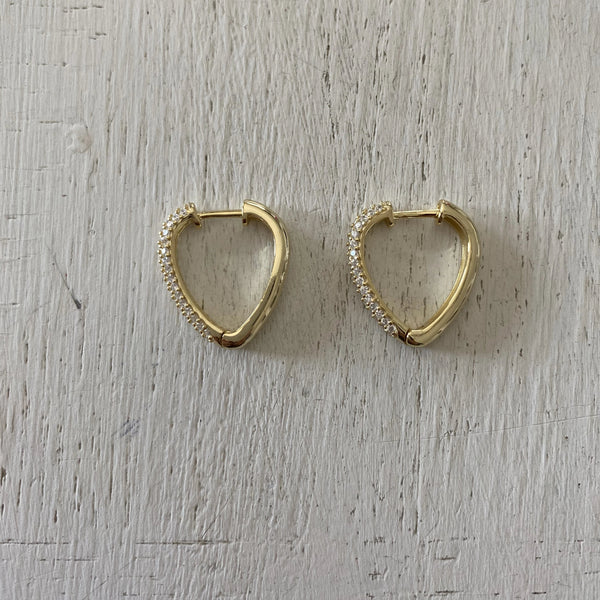 Pave-set Mini heart Hoop Earrings