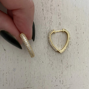 Pave-set Mini heart Hoop Earrings