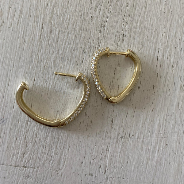 Pave-set Mini heart Hoop Earrings