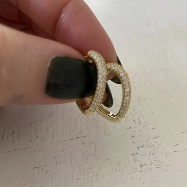 Pave-set Mini heart Hoop Earrings