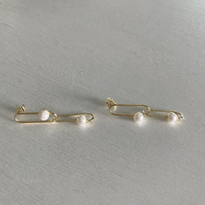 Pearl Paper Clip Earrings