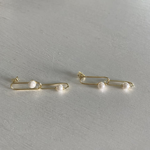 Pearl Paper Clip Earrings