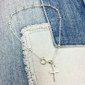 Rosary Beads Cross Bracelet