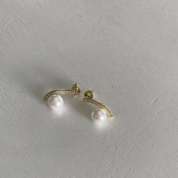 Climbing Pearl CZ Earrings