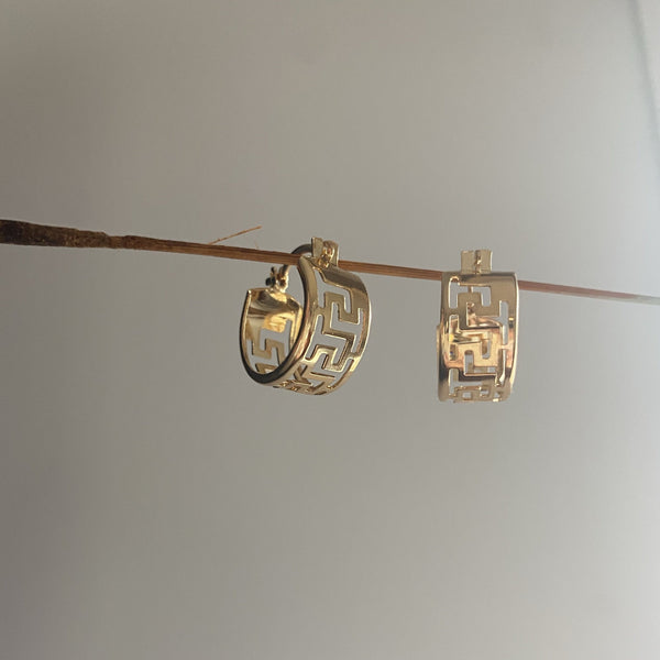 Classic Greek Design Hoop Earrings