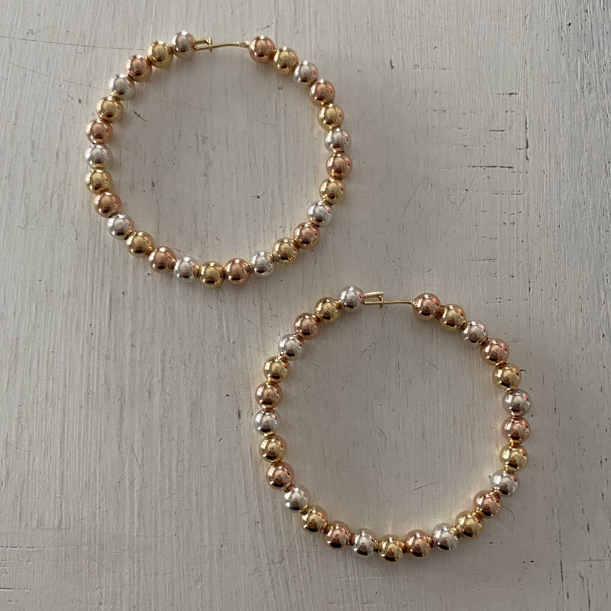 Multi Color Bead Hoop Earrings