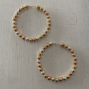 Multi Color Bead Hoop Earrings