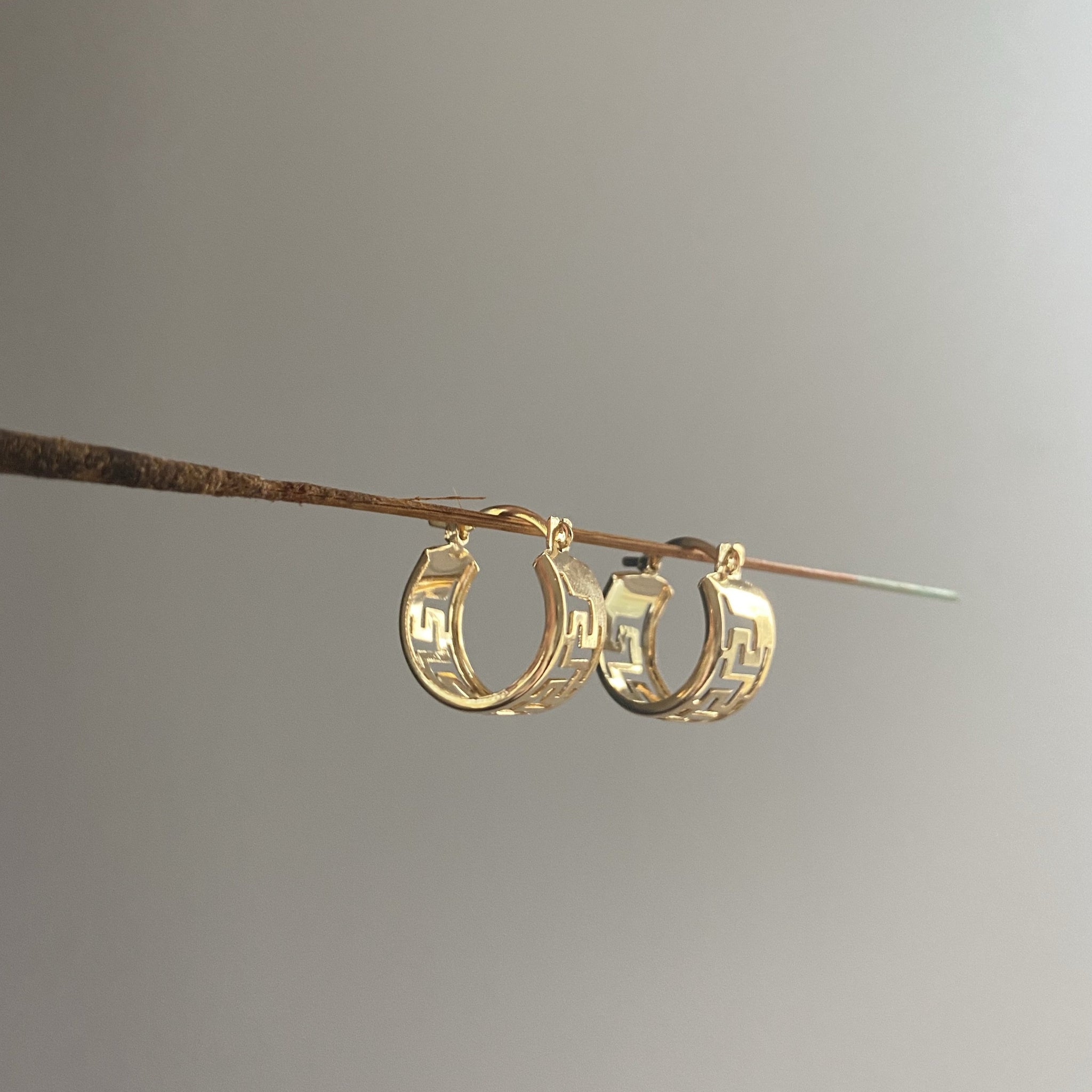 Classic Greek Design Hoop Earrings