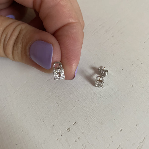 Tiny Pad Lock Stud Earrings