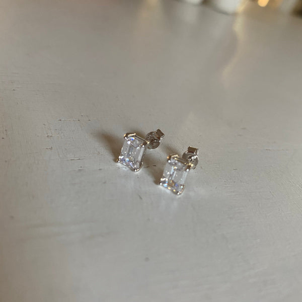 Emerald Cut Stud Earrings