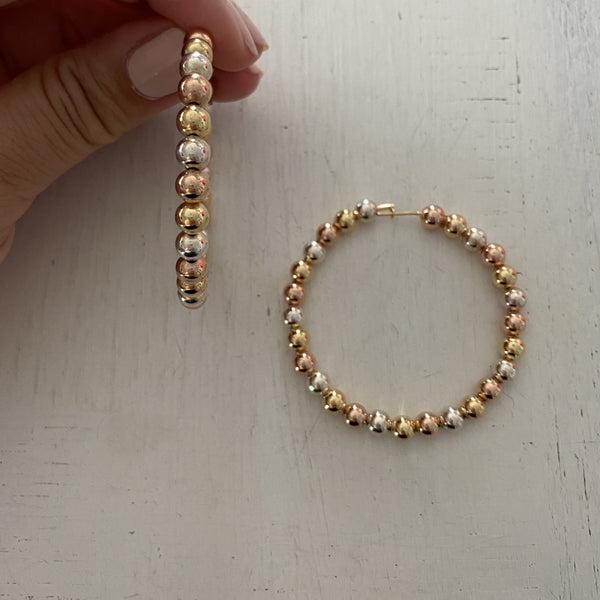 Multi Color Bead Hoop Earrings