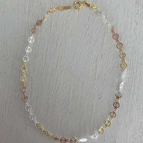 Tri Color Circle Link Anklet