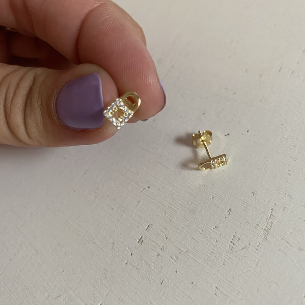 Tiny Pad Lock Stud Earrings