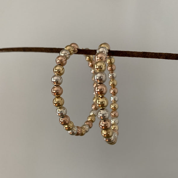 Multi Color Bead Hoop Earrings